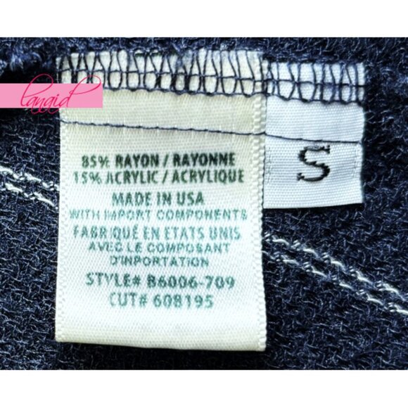 Bella Dahl Striped Tunic Dress V-Neck Vertical Striped Linen-Like Poncho Knit S - Picture 9 of 10